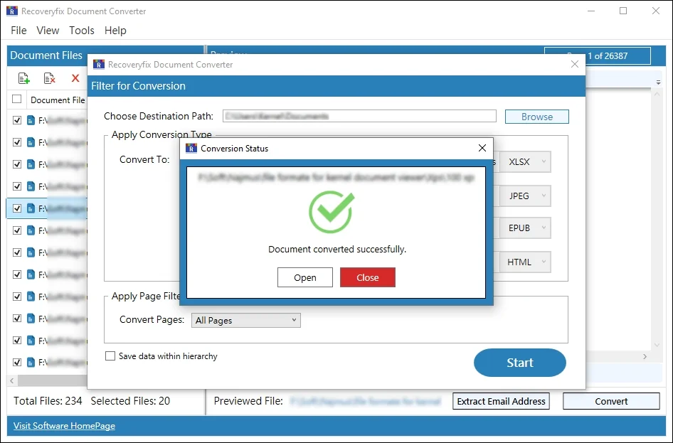 Open converted files