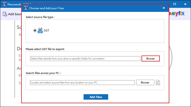 select OST file to export