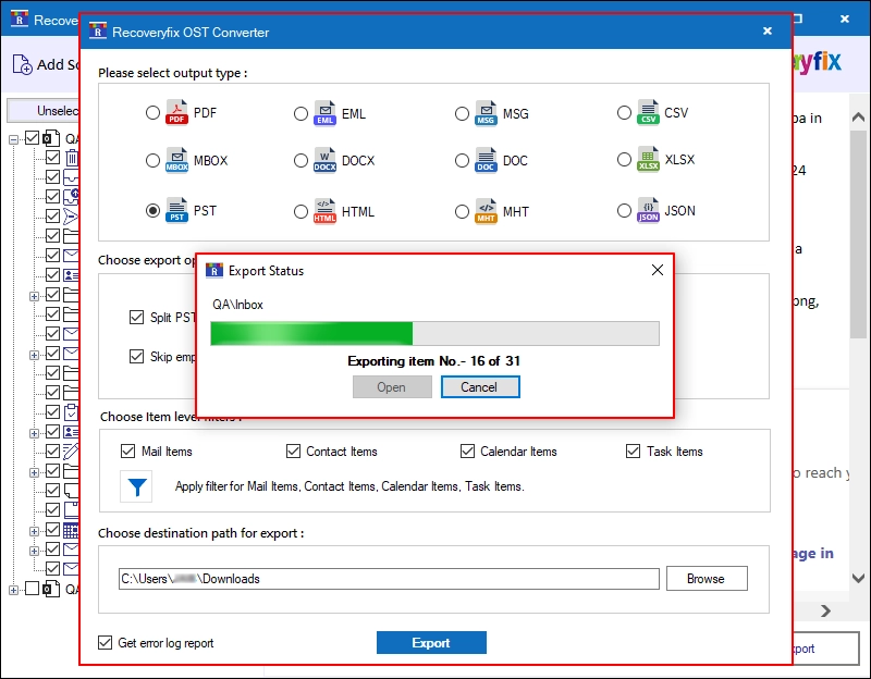 start converting OST files to PST